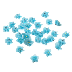 Lot (31) Czech antique turquoise blue lampwork glass flower beads drops 11mm