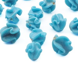 Lot (16) Czech Art Deco blue glass twist flower lampwork glass beads