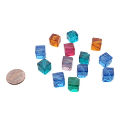 Lot (13) rare Austrian D.S antique cube faceted glass beads 10/11mm