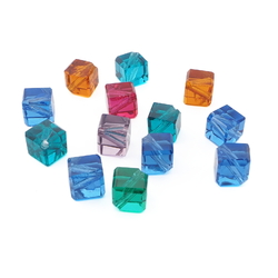 Lot (13) rare Austrian D.S antique cube faceted glass beads 10/11mm