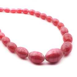Vintage Art Deco Czech necklace pink satin marble oval lampwork glass beads
