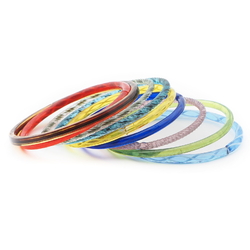Lot (9) antique Czech lampwork glass bangles earring hoops