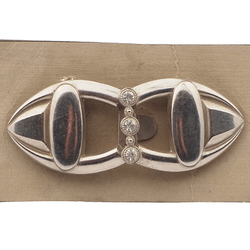 Vintage Art Deco Czech silver metal rhinestone belt dress buckle