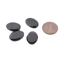 Lot (4) Czech vintage oval faceted black flatback glass rhinestones 18x13mm