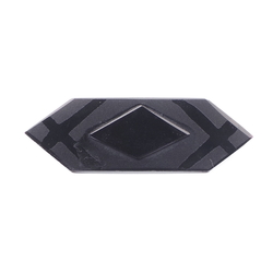Czech Antique Victorian geometric etched jet black mourning glass pin brooch