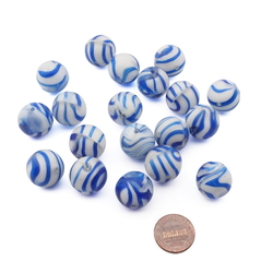 Lot (19) Czech antique blue Uranium marble round glass beads 17mm 