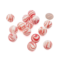 Lot (14) Czech antique red Uranium marble round glass beads 17mm 