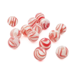 Lot (14) Czech antique red Uranium marble round glass beads 17mm 