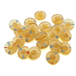 Lot (21) vintage 30's Czech golden yellow flower glass buttons 18mm