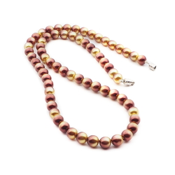 Vintage Czech necklace metallic bicolor round glass beads 22"