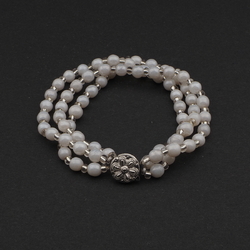 Vintage Czech 3 strand bracelet pearl lustre glass beads