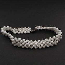 Lot Vintage Czech white round silver lined bugle glass beads 