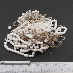 Lot Czech vintage silver lined clear bugle beige seed white bugle glass beads