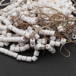 Lot Czech vintage silver lined clear bugle beige seed white bugle glass beads