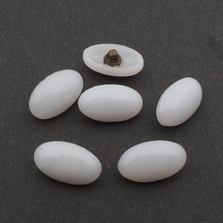 Lot (6) Czech Vintage Deco opaline white oval glass buttons 18mm