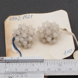 Pair Czech vintage frost glass bead cluster clip earrings