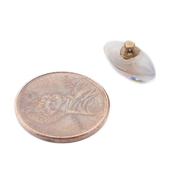 Antique Czech micro lampwork millefiori opaline oval glass button 13mm