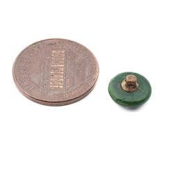 Antique Czech micro lampwork millefiori green round glass button 10mm