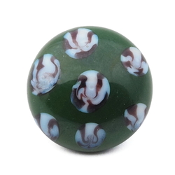 Antique Czech micro lampwork millefiori green round glass button 10mm