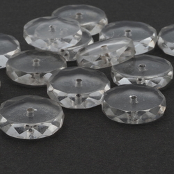 Lot (13) antique Czech crystal clear rondelle faceted glass beads 17/18mm