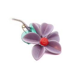 Vintage Czech lampwork glass beaded lilac flower pin brooch