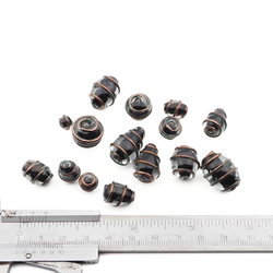 Lot (15) Czech black lined gold overlay clear lampwork glass beads