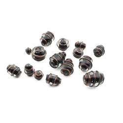 Lot (15) Czech black lined gold overlay clear lampwork glass beads
