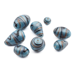 Lot (8) Czech aventurine gold black swirl turquoise lampwork glass beads