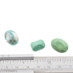 Lot (3) Czech vintage turquoise green marble glass rhinestones