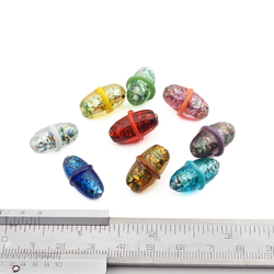 Lot (9) Czech foil marble lined overlay oval lampwork glass beads 