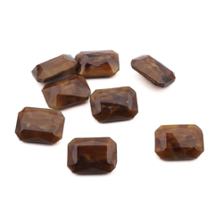 Lot (8) Czech caramel marble octagon glass rhinestones 14x10mm