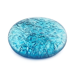 Large Czech foil paperweight blue oval glass cabochon 25x18mm