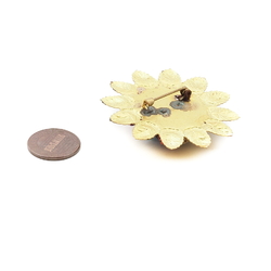 Vintage Czech glass bead berry and flower bouquet gold pin brooch