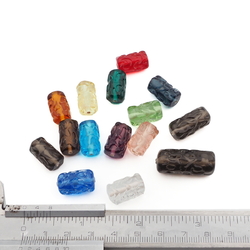 Lot (15) Czech bumpy bugle lampwork glass beads 