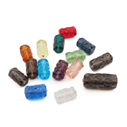 Lot (15) Czech bumpy bugle lampwork glass beads 