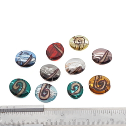 Lot (10) Czech silver lined aventurine gold black swirl oval lampwork glass beads 
