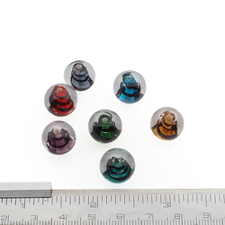 Lot (7) Czech black spiral lined bicolor round lampwork glass beads 12mm