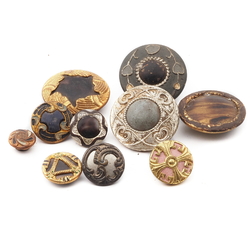 Lot (10) antique Art Nouveau 2 part metal tin buttons