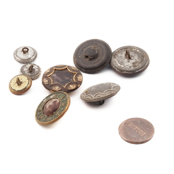 Lot (9) antique Art Nouveau 2 part metal tin buttons