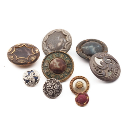 Lot (9) antique Art Nouveau 2 part metal tin buttons