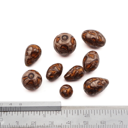 Lot (9) Czech aventurine gold marble lampwork glass beads