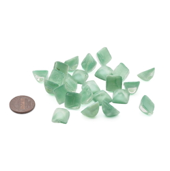 Lot (24) Czech vintage green satin moonglow square domed glass cabochons 12mm 