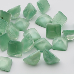 Lot (24) Czech vintage green satin moonglow square domed glass cabochons 12mm 