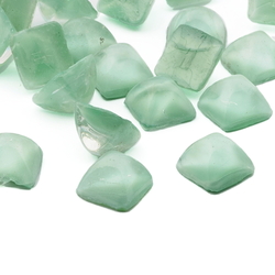 Lot (24) Czech vintage green satin moonglow square domed glass cabochons 12mm 