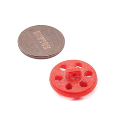 Vintage Deco Czech pierced red flower glass button 18mm