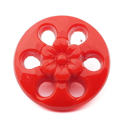 Vintage Deco Czech pierced red flower glass button 18mm