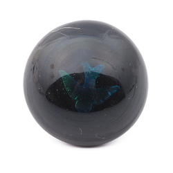 Antique Czech micro lampwork blue green foil bird under glass button 15mm