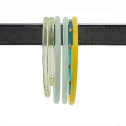 Lot (6) Antique Czech glass bangles uranium yellow blue