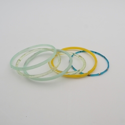 Lot (6) Antique Czech glass bangles uranium yellow blue
