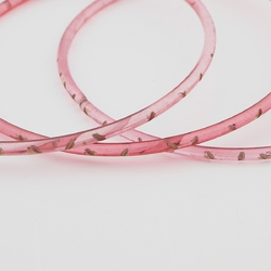 Lot (3) antique Czech pink faceted glass bangles hoops gold gilt